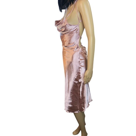 Sweetest Pink Sleeveless Lace Up Satin Dress Size XS - Picture 5 of 10